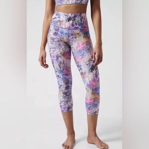 Athleta Elation Capri Leggings Size XXS Bloom Chrome Blue NWT